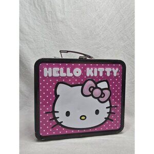 HELLO KITTY Pink Polka Dot Metal Lunch Box 2012 Sanrio Embossed Loungefly